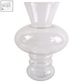 35cm bubble clear glass vase with a flared top and tiered base perfect for artificial flowers