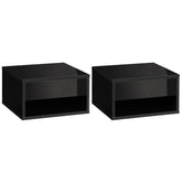HOMCOM 2 Pieces Bedside Table Wall Mounted Nightstand with Drawer and Shelf for Bedroom, 37 x 32 x 21cm, High Gloss Black