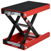 DURHAND 500KG Motorcycle Lift Scissor Jack, Height Adjustable Motorbike Stand with Anti-Slip Wide Deck, Heavy Duty Steel Motorbike Repair Lift Hoist Stand for Home Garage, Red