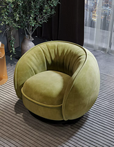 Elowen Swivel Lounge Chair, Green Vintage Armchair