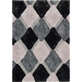3D Grey Geometric Shaggy Rug - Rugs
