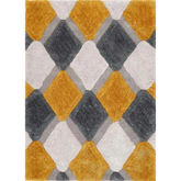 3D Ochre Geometric Shaggy Rug - 60X110 cm - Rugs