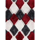3D Red Geometric Shaggy Rug - Rugs