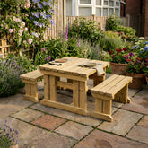 3ft wooden picnic table set with light wood color rustic design and natural wood grain picnic table set