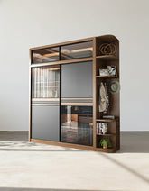 Ueda Double Sliding Door Wardrobe With Lights, Wood