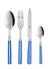 Blue and white striped ceramic handled cutlery set with stainless steel blades perfect for everyday use