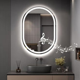 Dripex 500 x 700 mm Bluetooth Oval Bathroom LED Mirror, Illuminated Backlit Wall Mounted Mirror with Demister, Anti-fog, 3 Lighting Modes, Dimming Light, IP44