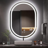 Dripex 60×80cm Oval LED Bathroom Mirror with Light, Illuminated Wall Mounted Vanity Mirror, Anti-fog, 3 Colors Dimmable Light, Memory Function, IP44, Demister Mirror with Backlit Lights for Bathroom