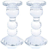 London Boutique Set 2 Decorative Gift Present Crystal Dinner Candle Tealight Candle Holder (7601-1 Dinner candle Holder)