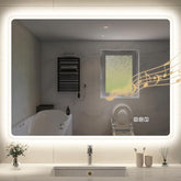 STARLEAD 500x700 mm Bathroom-Mirror-with-LED-Lights for Wall, Bluetooth, Anti-Fog, 3 Colors Dimmable Bathroom-LED-Mirror, Memory Function, HD Tempered Glass, IP44 Smart-Mirror(Horizontal/Vertical)