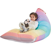 Nobildonna Stuffed Animal Storage Bean Bag for Kids (No Filler), Extra Large 250L Bean Bag Chair Cover Only, Washable Beanbag Without Filling Soft Premium Canvas Stuffable Bean Bag Cover (Rainbow)