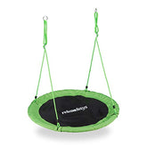Relaxdays Outdoor Nest Swing for Kids & Adults, 110 cm, for Up To 100 kg, Round Swing, Green