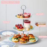 London Boutique 3 Tier Cake Stands Afternoon Tea Cake Stand Plates New Bone China Vintage Flora Gift for Her (Turquoise)