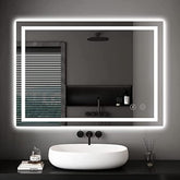 Dripex Bathroom Mirror with LED Lights, 600 * 800 MM Illuminated Backlit Wall Mounted Bathroom Mirrors Vanity Mirror Dimmable Switch 3 Colors and Demister Pad, Horizontal/Vertical