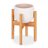 Relaxdays Bamboo Plant Stand, Adjustable, Flower Pots max. 32 cm, Pot Support, H: 35.5 cm, Natural