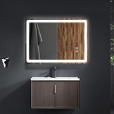 Potuem Bathroom Mirror with LED Lights, 500 * 700 MM Illuminated Backlit Wall Mounted Vanity Mirror with 3 Lights, Anti-Fog, Dimmable, IP54, Horizontal/Vertical