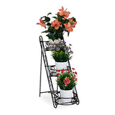 Relaxdays Metal Flower Etagere, 3 Tiers, Decorative, In- and Outdoor Rack, HWD 53.5 x 20 x 45.5 cm, Black