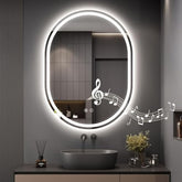 Dripex 600 x 800 mm Bluetooth Oval Bathroom LED Mirror, Illuminated Backlit Wall Mounted Bathroom Mirror with Demister, Anti-fog, 3 Lighting Modes, Dimming Light, IP44