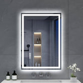 S'bagno Bluetooth-Bathroom-Mirror-with-LED-Lights 700x500mm, LED-Bathroom-Mirror with Defogging Mat, 3000K-6500K, Dimmable, Memory, HD Tempered Glass, IP44 Waterproof, Horizontal/Vertical