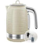 Russell Hobbs Inspire Electric 1.7L Cordless Kettle (Fast Boil 3KW, Cream premium textured plastic, high gloss finish, Removable washable anti-scale filter, Pull off lid, Perfect pour spout) 24364
