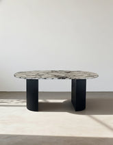 Amina Oval Dining Table, Solid Wood & Marble