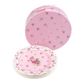 London Boutique Side Dessert Plates 7 Inches Wide Rimmed Rose Pink (Set of 4)