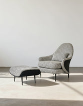 Diakite Armchair With Footstool, Linen & Leather