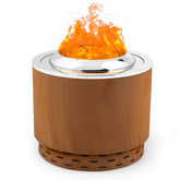 49cm smokeless outdoor fire pit with rust-colored weathering steel body and stainless steel rim and vents