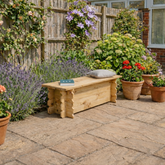 Light-colored 4ft wooden garden bench with rustic log-crafted design and sturdy legs for outdoor seating