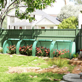 Outsunny PE Tunnel Greenhouse Green Grow House Steel Frame for Garden Backyard with Zipper Doors 395 x 100 x 80cm, Green