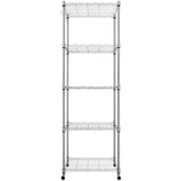 5 Tier Wire Shelving Units on Wheels, Height Adjustable Wire Rack Shelving, Storage Shelves with Casters for Bathroom, Kitchen, Pantry, 59x35x183 cm,