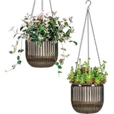 Josteve 6.5 Inch 2 Pcs Self Watering Hanging Planter Indoor Plant Pots with Drainage Holes, Outdoor Hanging Planters Flower Pot Basket, Visible Water Level, Plant Hanger Home Decor, Gardening