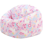 icon Unicorn Print Kids Bean Bag, Kids Bean Bag Chair with Filling Included for Girls and Boys, Childs Chair, Beanbags for Children, Nursery Décor, Playroom Décor, Bedroom Accessories