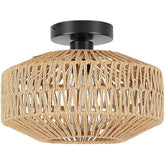 Schindora Boho Rattan Ceiling Lights,Vintage Chandeliers Ceiling Light E27 Rustic Braided Basket Lamp Shades Ceiling for Bedroom Living Room Kitchen Dining Hallway,Without Bulb
