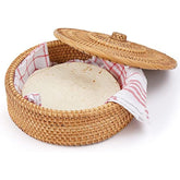 Tortillada - 26 cm Tortilla Warmer / Tortilla Warmer Basket Handmade from Rattan with Cotton Tea Towel