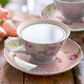 London Boutique Tea Cup and Saucer Set 1 Afternoon Tea Set New Bone China Vintage Flora Gift Box 200m (Pink)