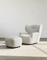 Carmen Armchair With Footstool, White Boucle