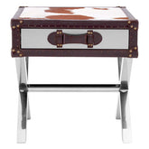 Kensington Townhouse Brown And White Genuine Cowhide One Drawer Table