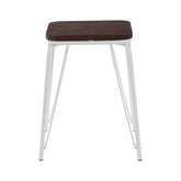 District White Metal And Elm Small Wood Stool