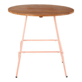 District Pink Metal And Elm Wood Round Dining Table