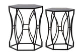 Avantis Set of 2 Black Metal Hexagon Side Tables
