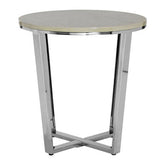 Allure Round White Faux Marble End Table