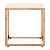 Allure Square White Marble And Rose Gold Square End Table