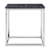 Allure Square Black Marble End Table With Chrome Metal Base