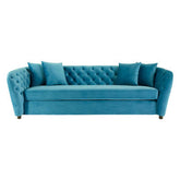 Riva 3 Seat Cyan Velvet Sofa