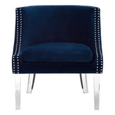 Clarence Navy Blue Velvet Chair with Acrylic Legs