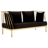 Novo 2 Seat Gold Finish Tapered Arms Sofa