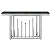 Eliza Silver Console Table With Black Glass Top