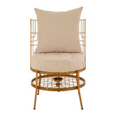 Mantis Gold Finish Wheel Design Chair With Cushion