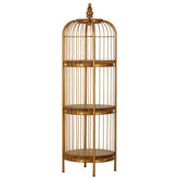 Mantis Small 3 Tier Gold Finish Birdcage Shelf Unit